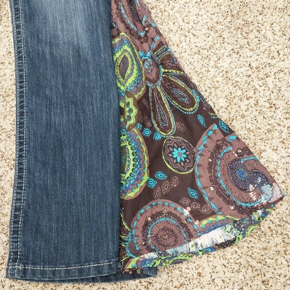 3789 Size 16 Upcycled Maurices Bleach Dyed Bell-Bottom Jeans. - Picture 2 of 7